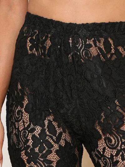 Lace High Waist Swim Pants - Bona Fide Fashion