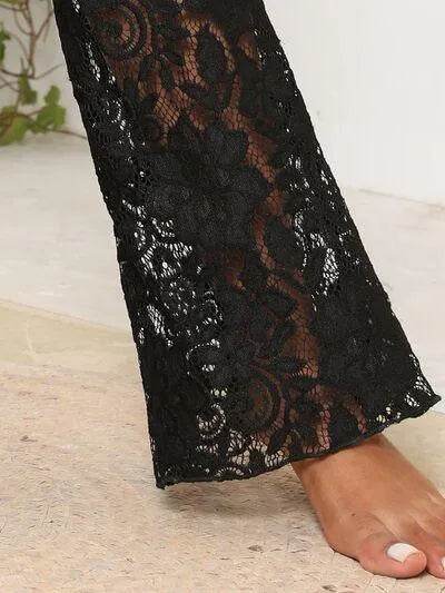 Lace High Waist Swim Pants - Bona Fide Fashion