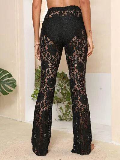 Lace High Waist Swim Pants - Bona Fide Fashion