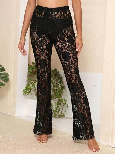Lace High Waist Swim Pants - Bona Fide Fashion