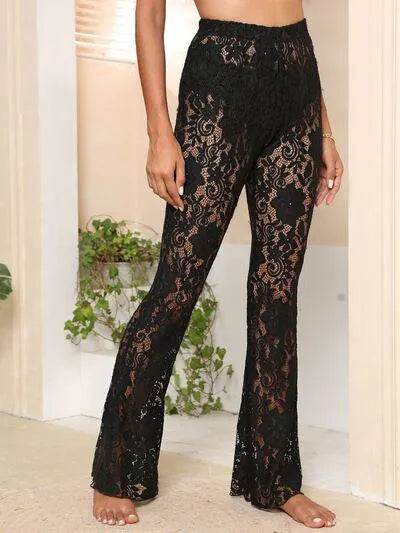 Lace High Waist Swim Pants - Bona Fide Fashion