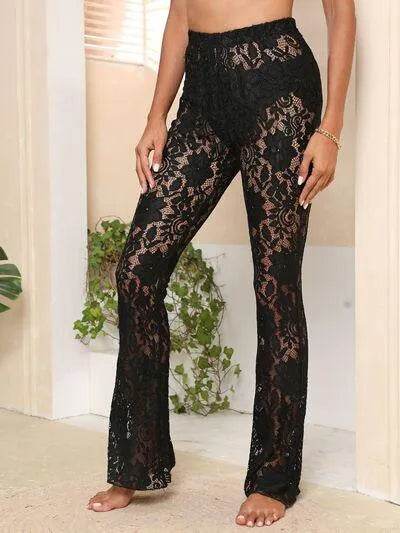 Lace High Waist Swim Pants - Bona Fide Fashion