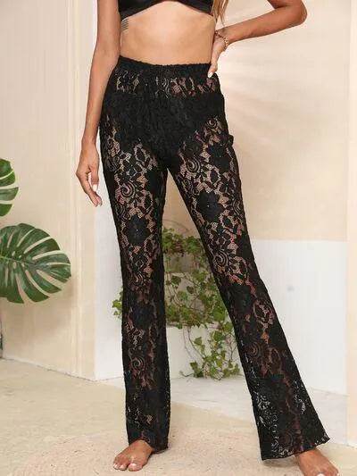 Lace High Waist Swim Pants - Bona Fide Fashion