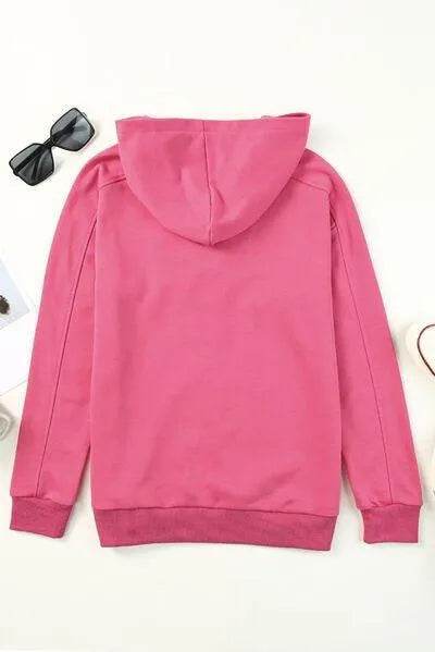 Lace-Up Dropped Shoulder Hoodie - Bona Fide Fashion