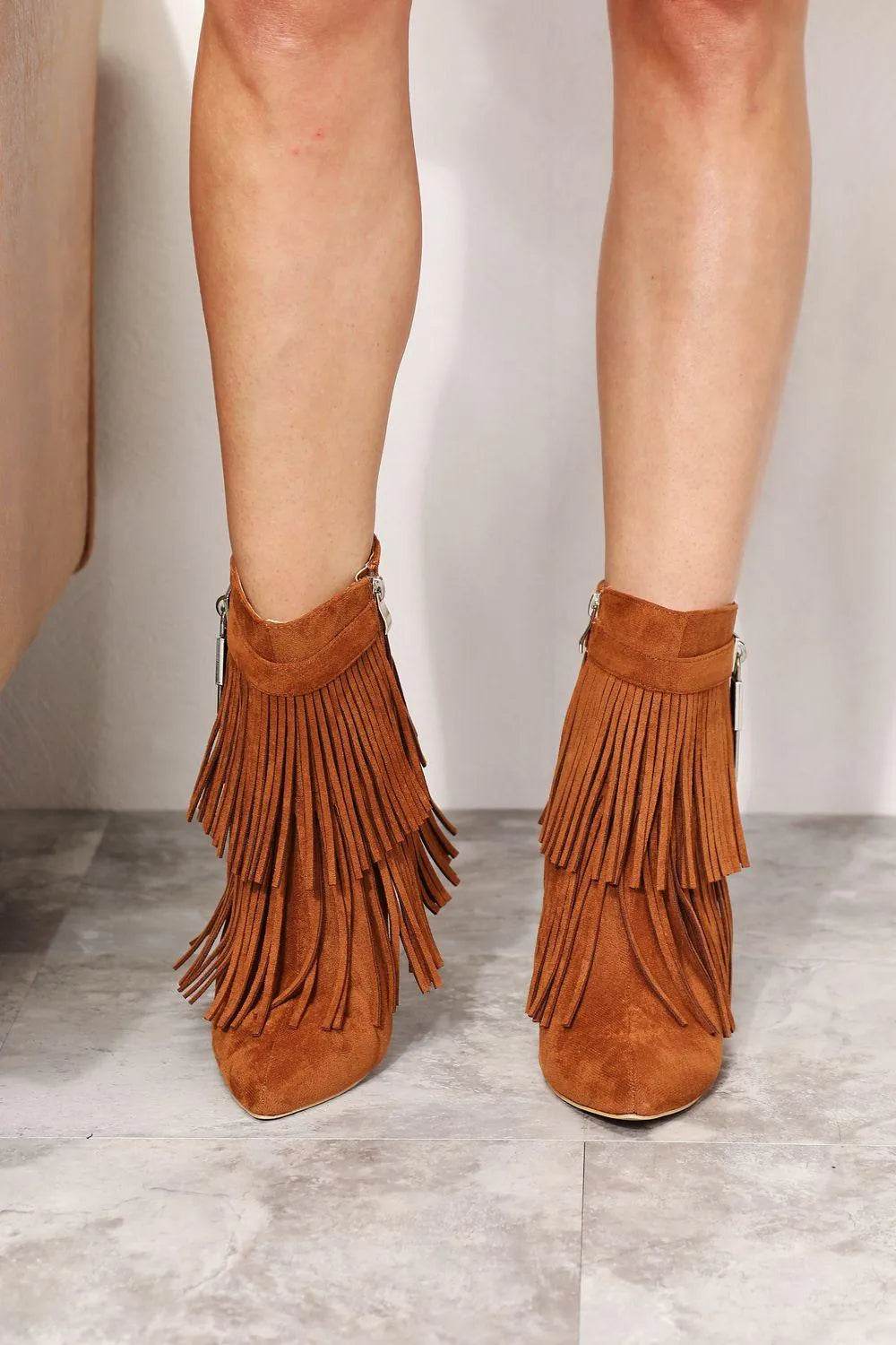 Legend Women's Tassel Wedge Heel Ankle Booties - Bona Fide Fashion