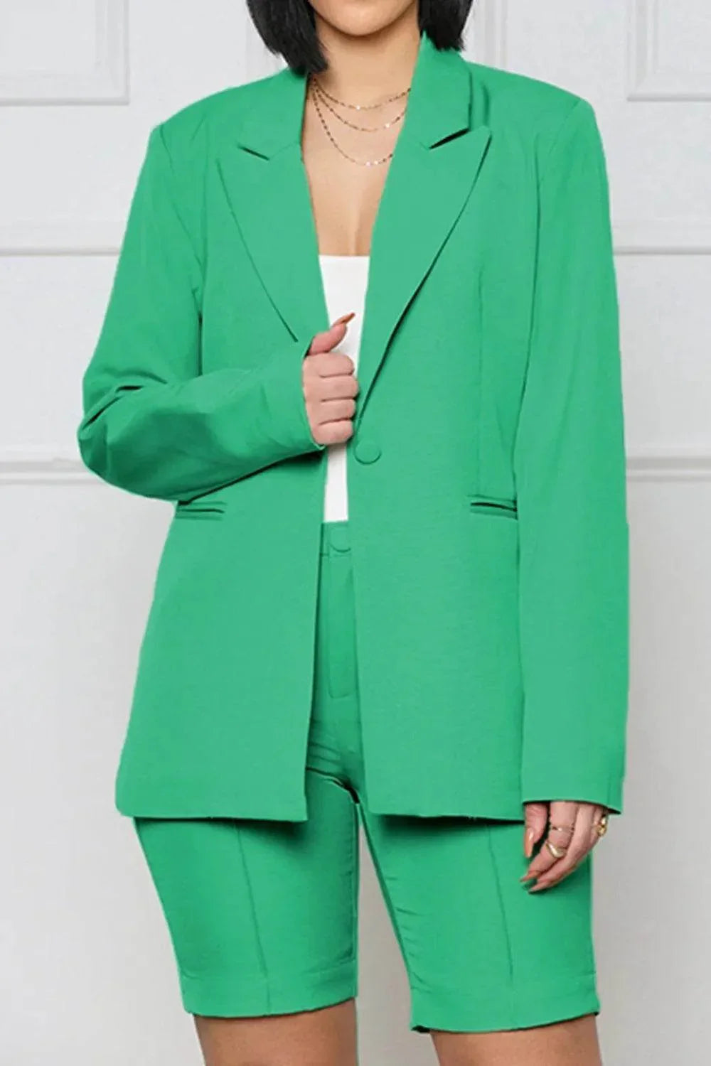 Long Sleeve Blazer and Shorts Set - Bona Fide Fashion