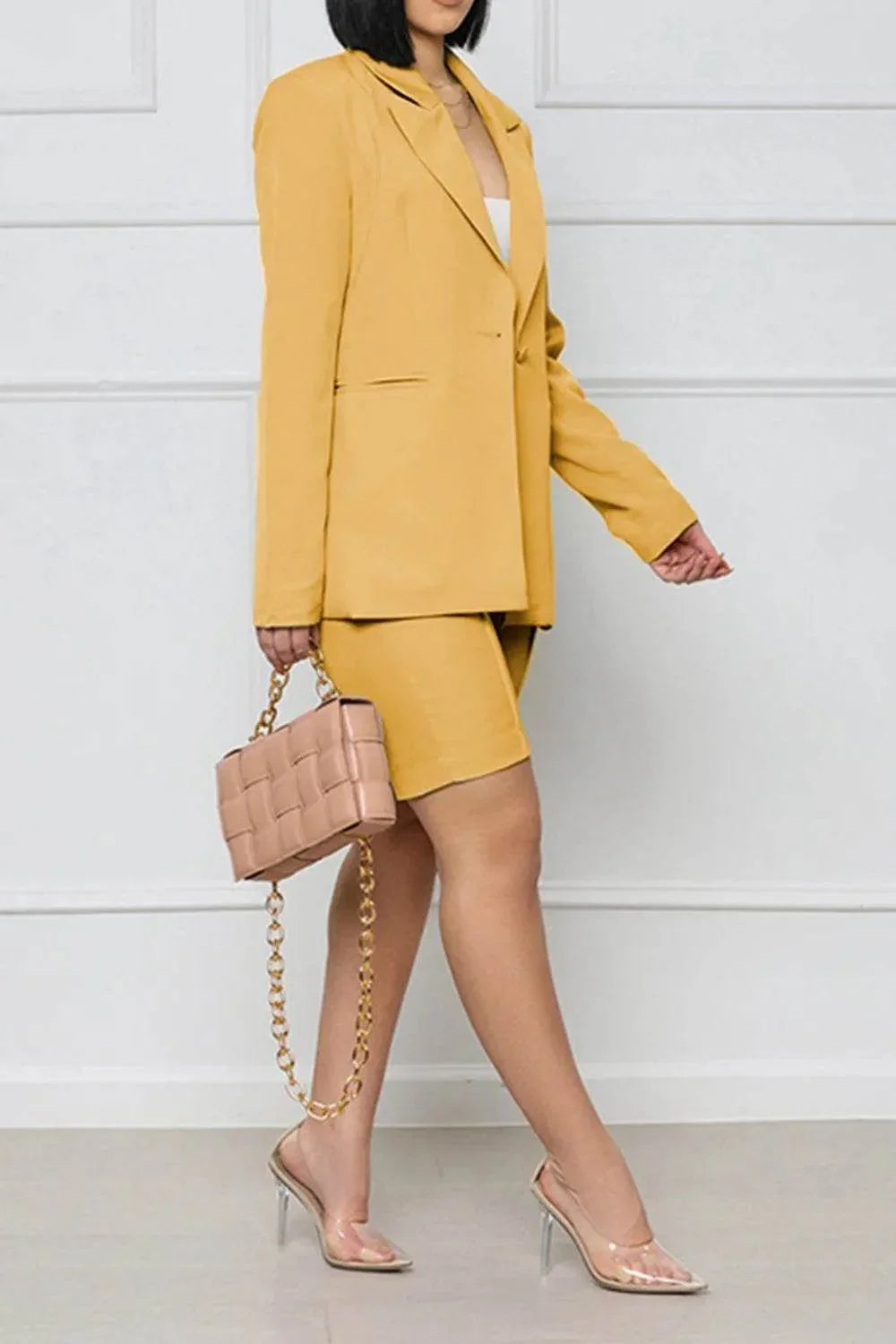 Long Sleeve Blazer and Shorts Set - Bona Fide Fashion