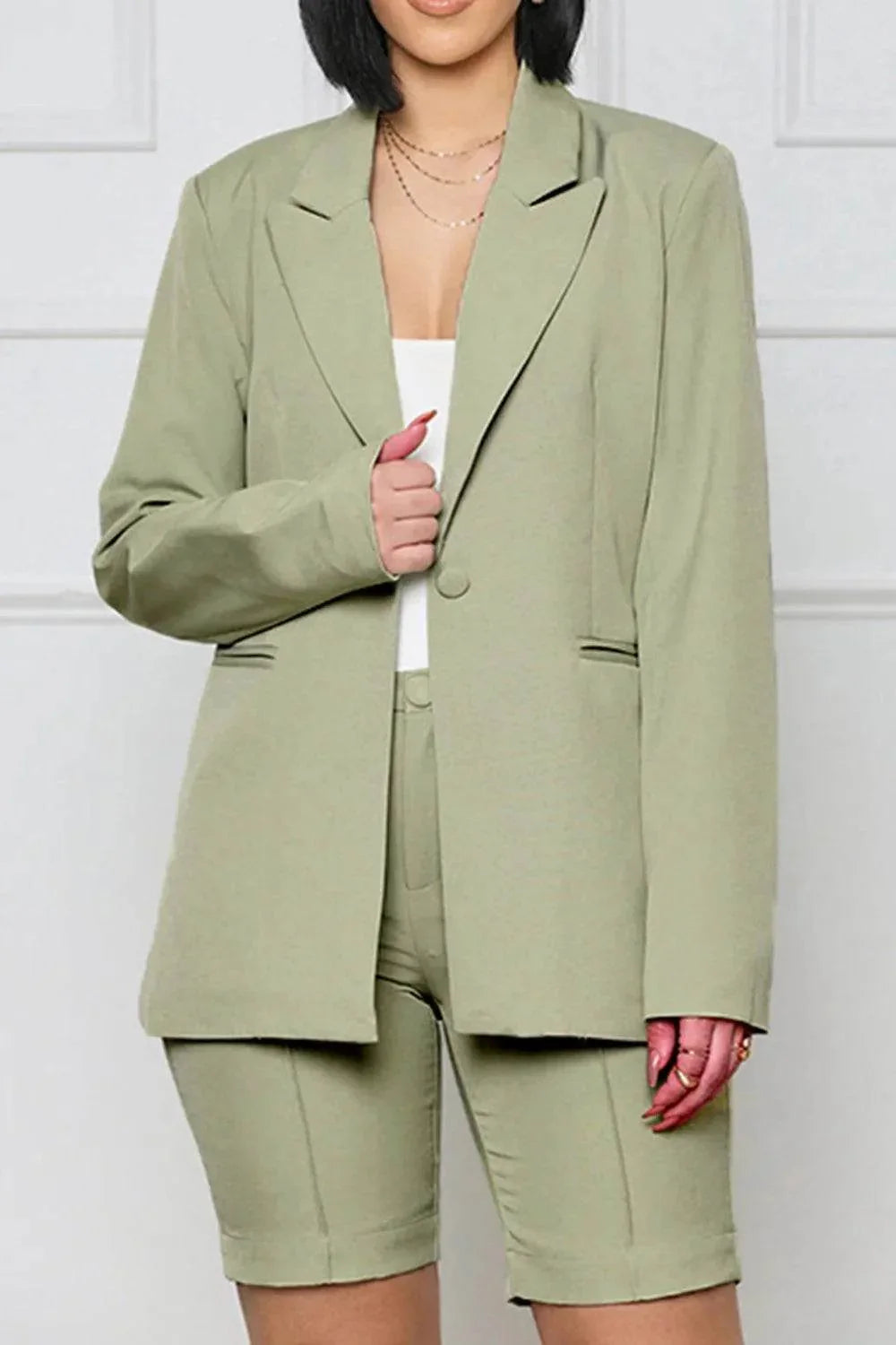 Long Sleeve Blazer and Shorts Set - Bona Fide Fashion