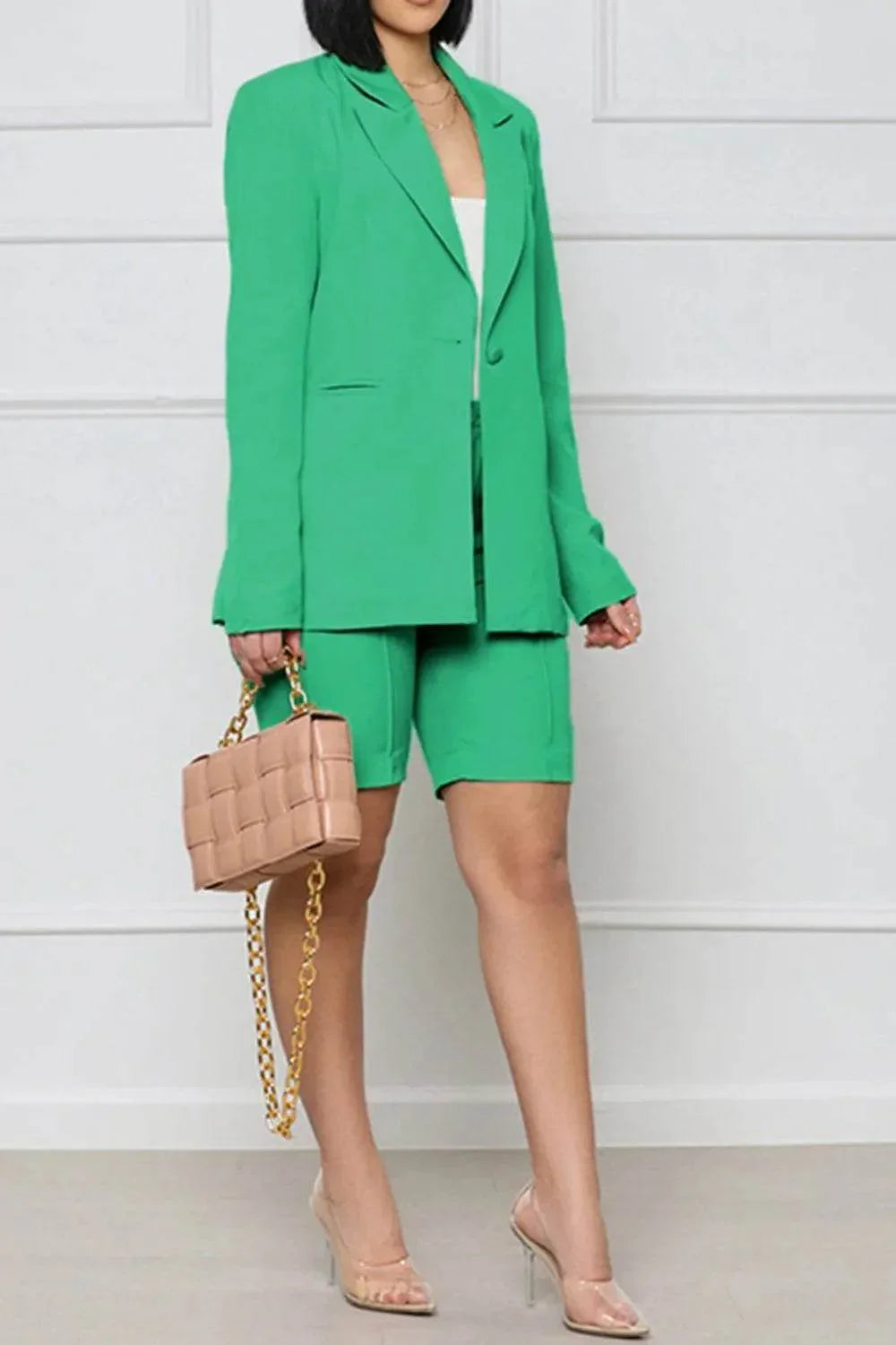 Long Sleeve Blazer and Shorts Set - Bona Fide Fashion
