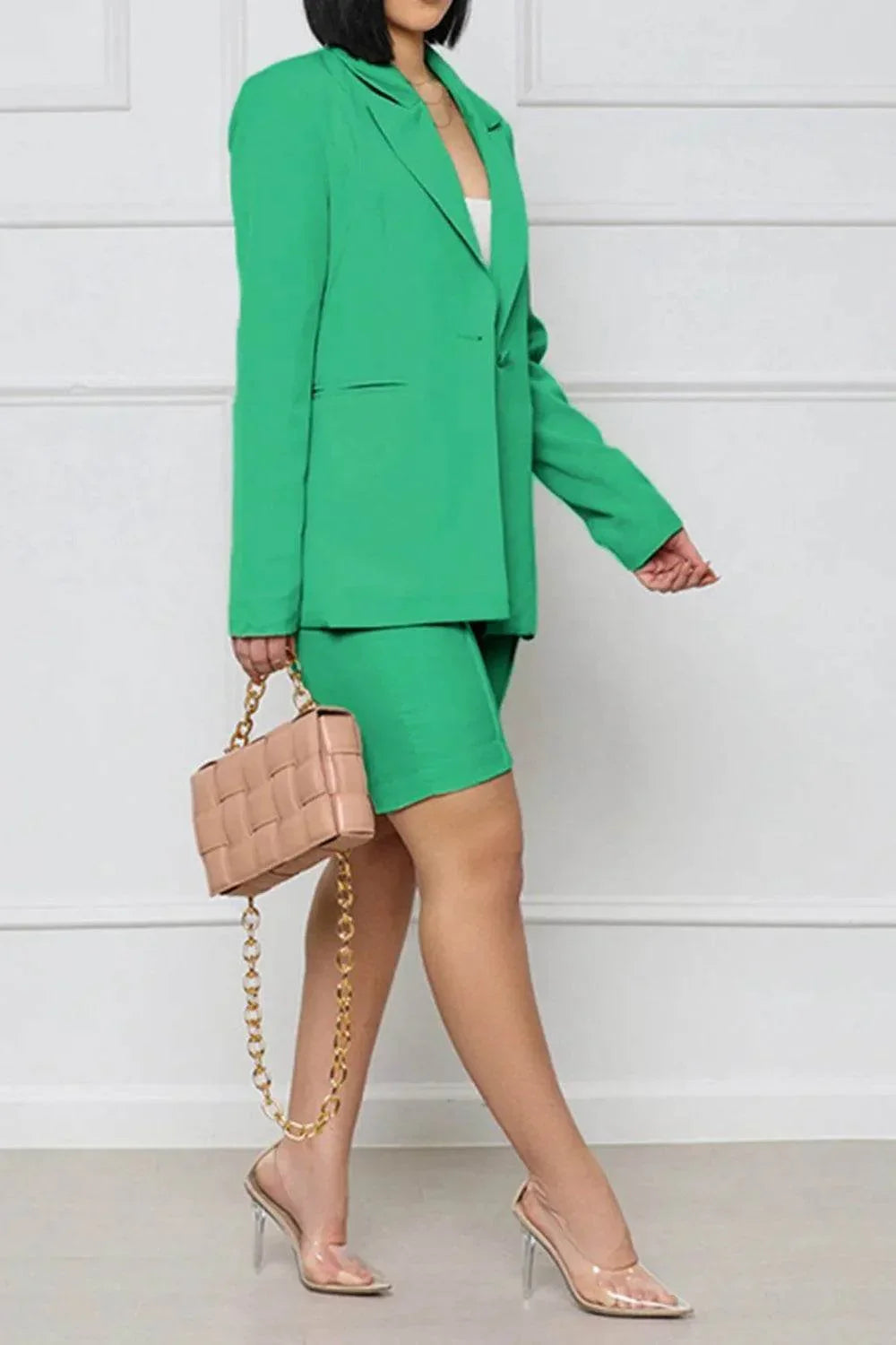 Long Sleeve Blazer and Shorts Set - Bona Fide Fashion