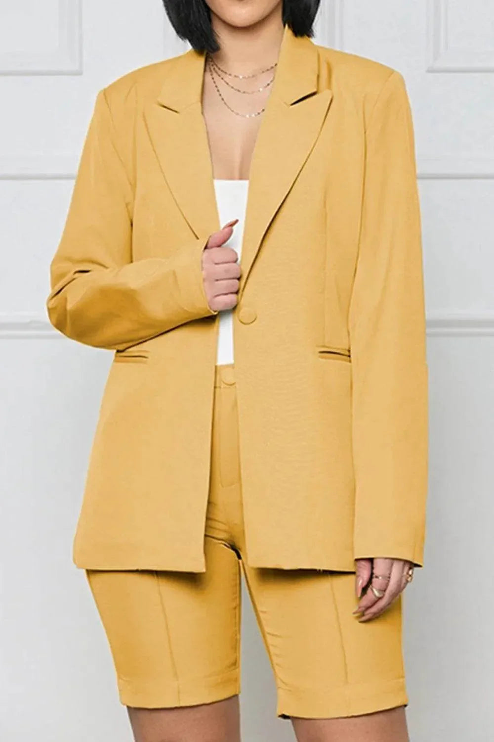 Long Sleeve Blazer and Shorts Set - Bona Fide Fashion