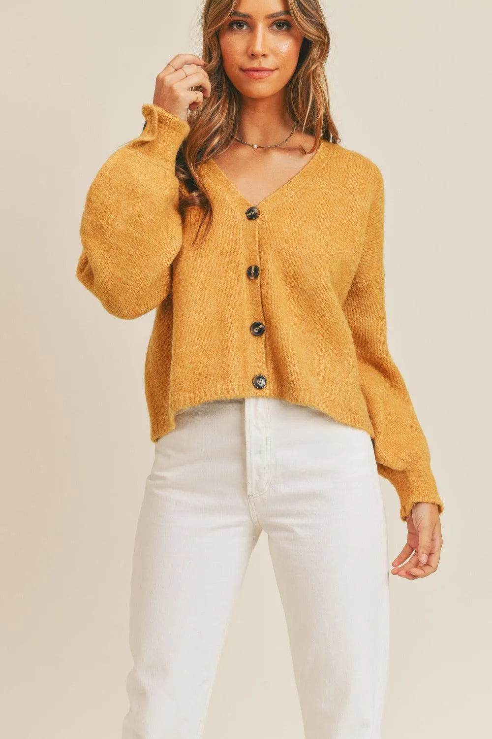 MABLE Long Sleeve Button Down Sweater Cardigan - Bona Fide Fashion
