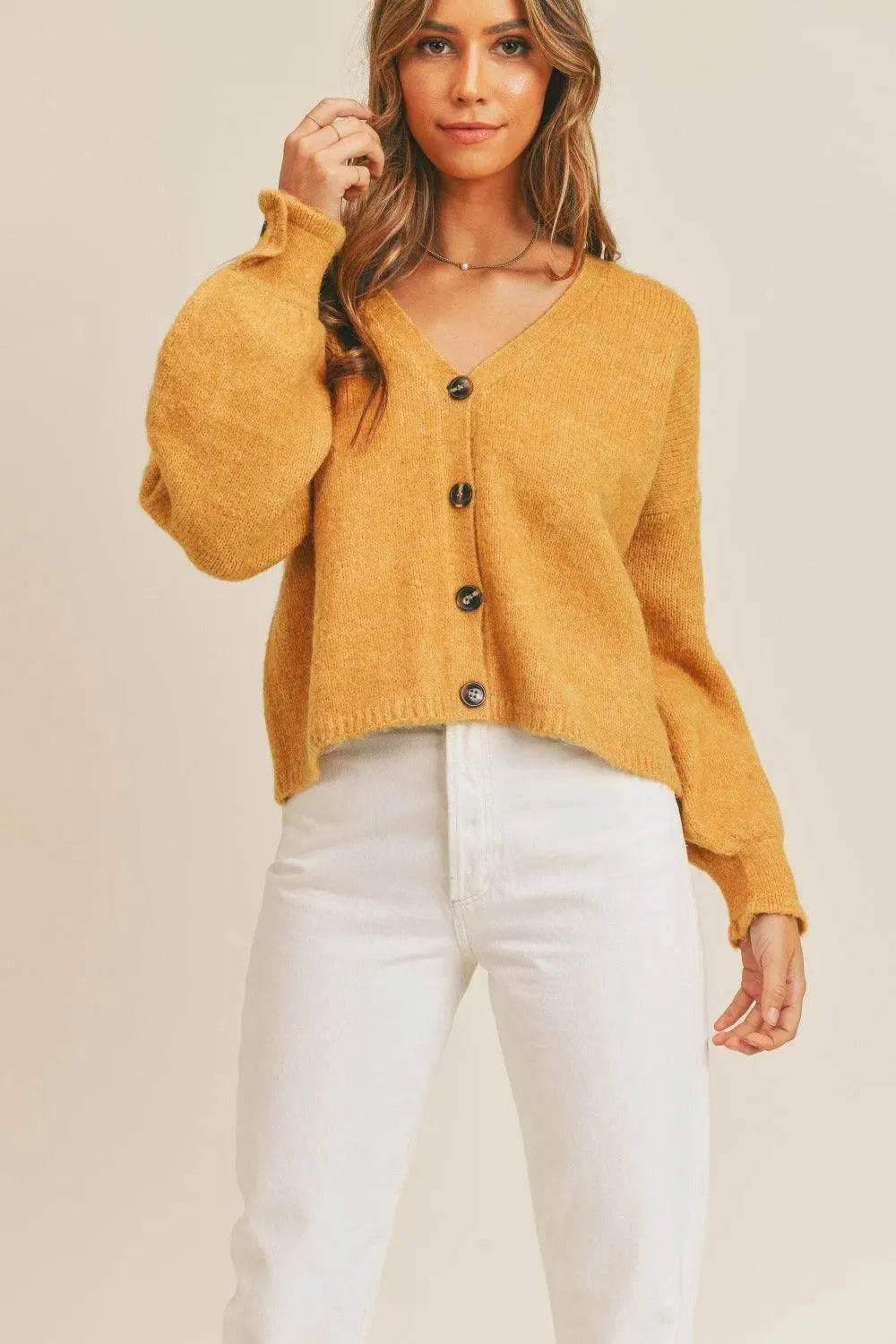 MABLE Long Sleeve Button Down Sweater Cardigan - Bona Fide Fashion