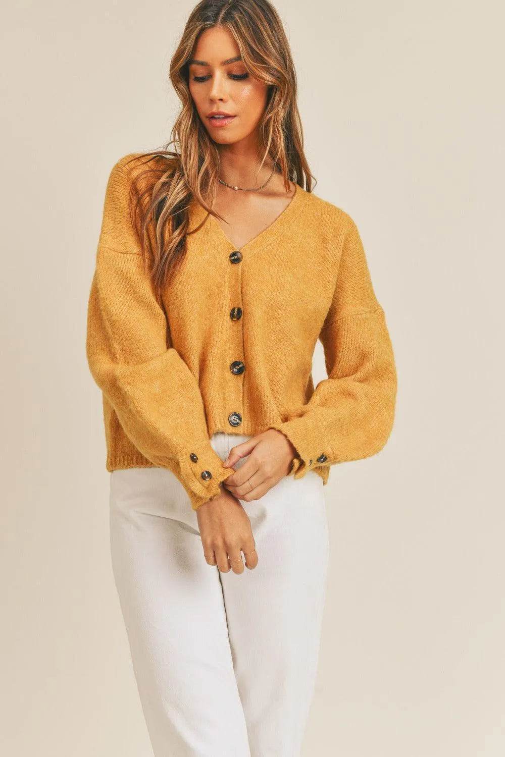 MABLE Long Sleeve Button Down Sweater Cardigan - Bona Fide Fashion