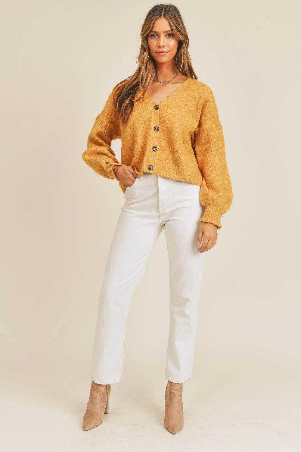 MABLE Long Sleeve Button Down Sweater Cardigan - Bona Fide Fashion