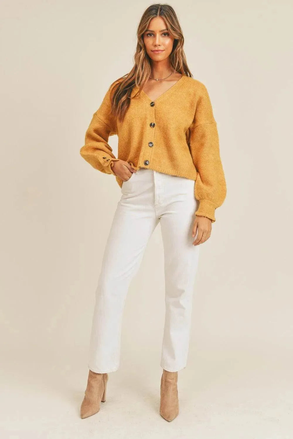 MABLE Long Sleeve Button Down Sweater Cardigan - Bona Fide Fashion