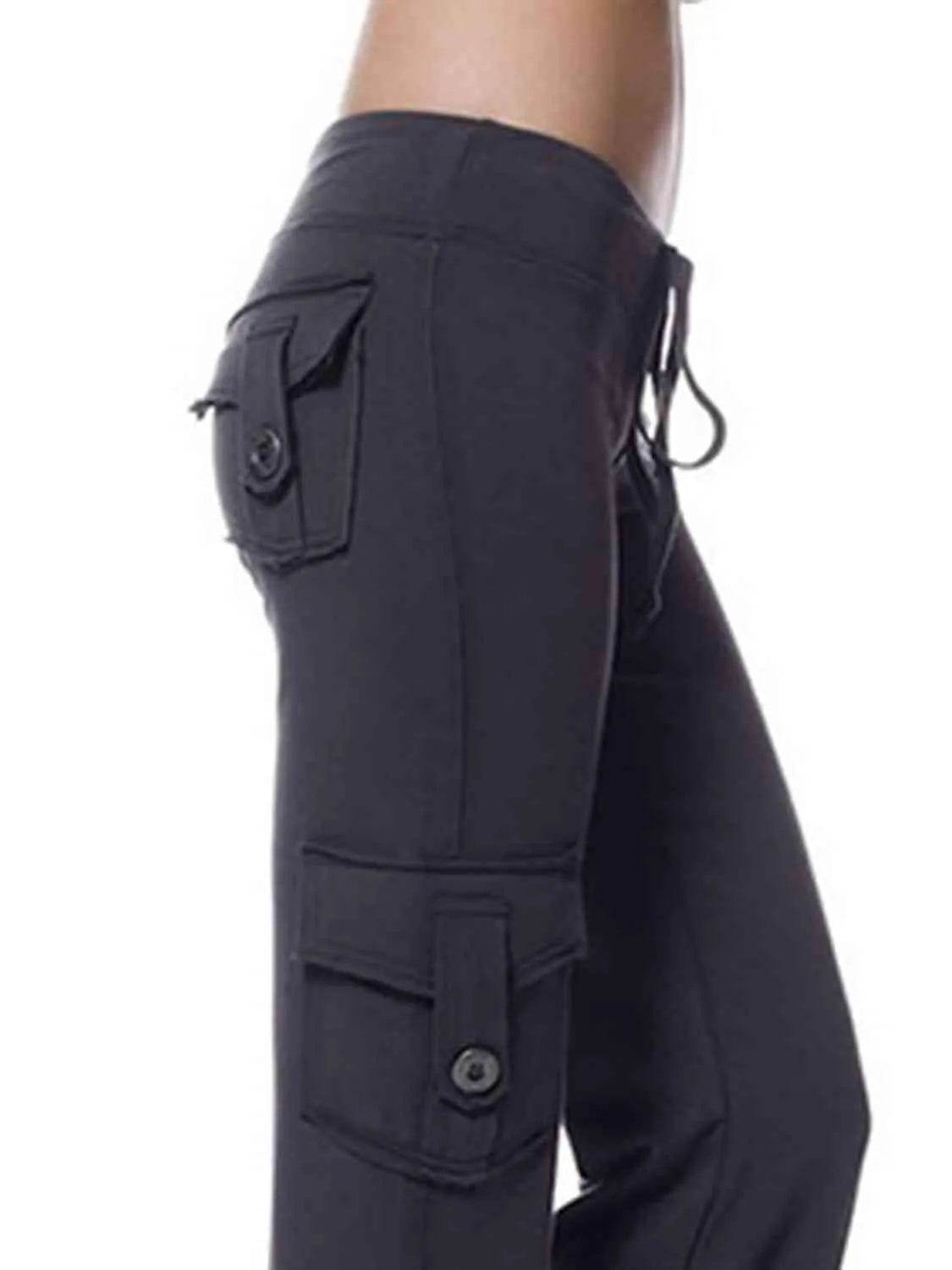 Mid Waist Pants with Pockets - Bona Fide Fashion