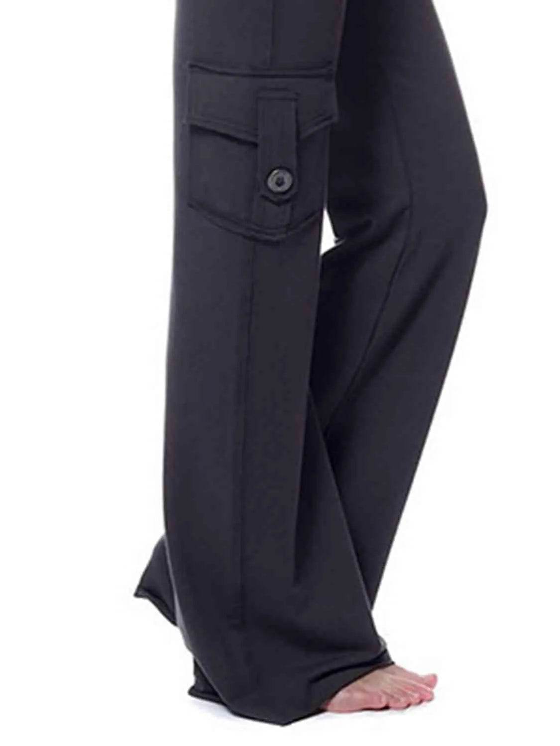 Mid Waist Pants with Pockets - Bona Fide Fashion