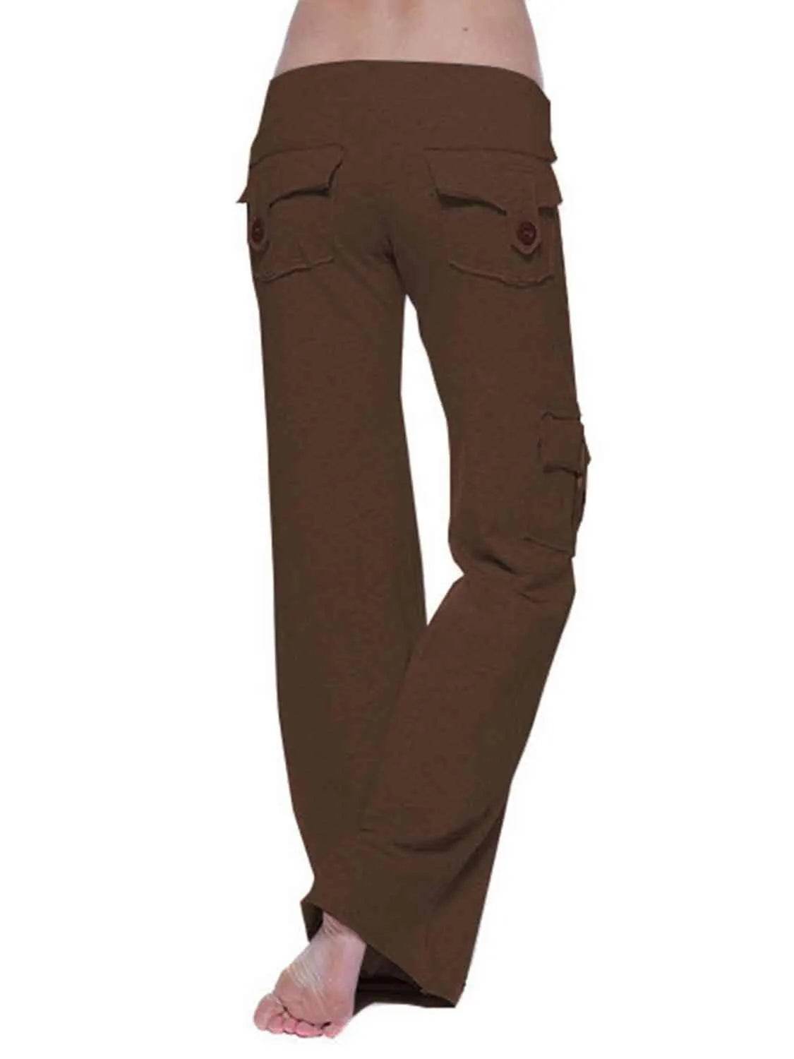 Mid Waist Pants with Pockets - Bona Fide Fashion