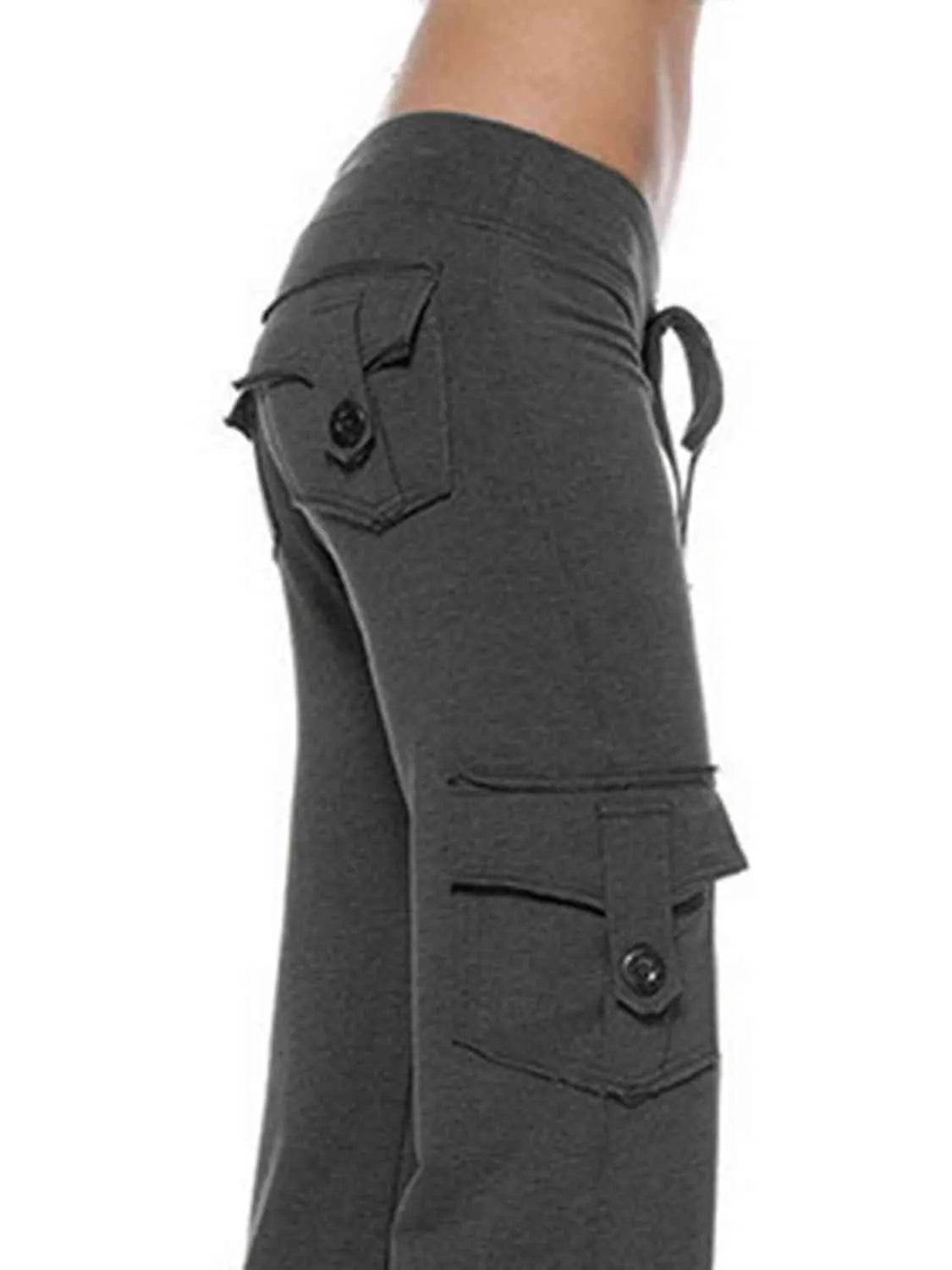 Mid Waist Pants with Pockets - Bona Fide Fashion