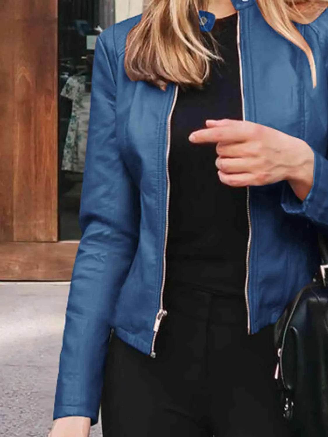 Mock Neck Zip Up Jacket - Bona Fide Fashion