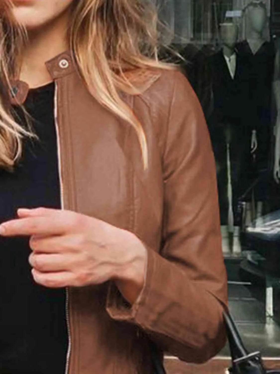 Mock Neck Zip Up Jacket - Bona Fide Fashion