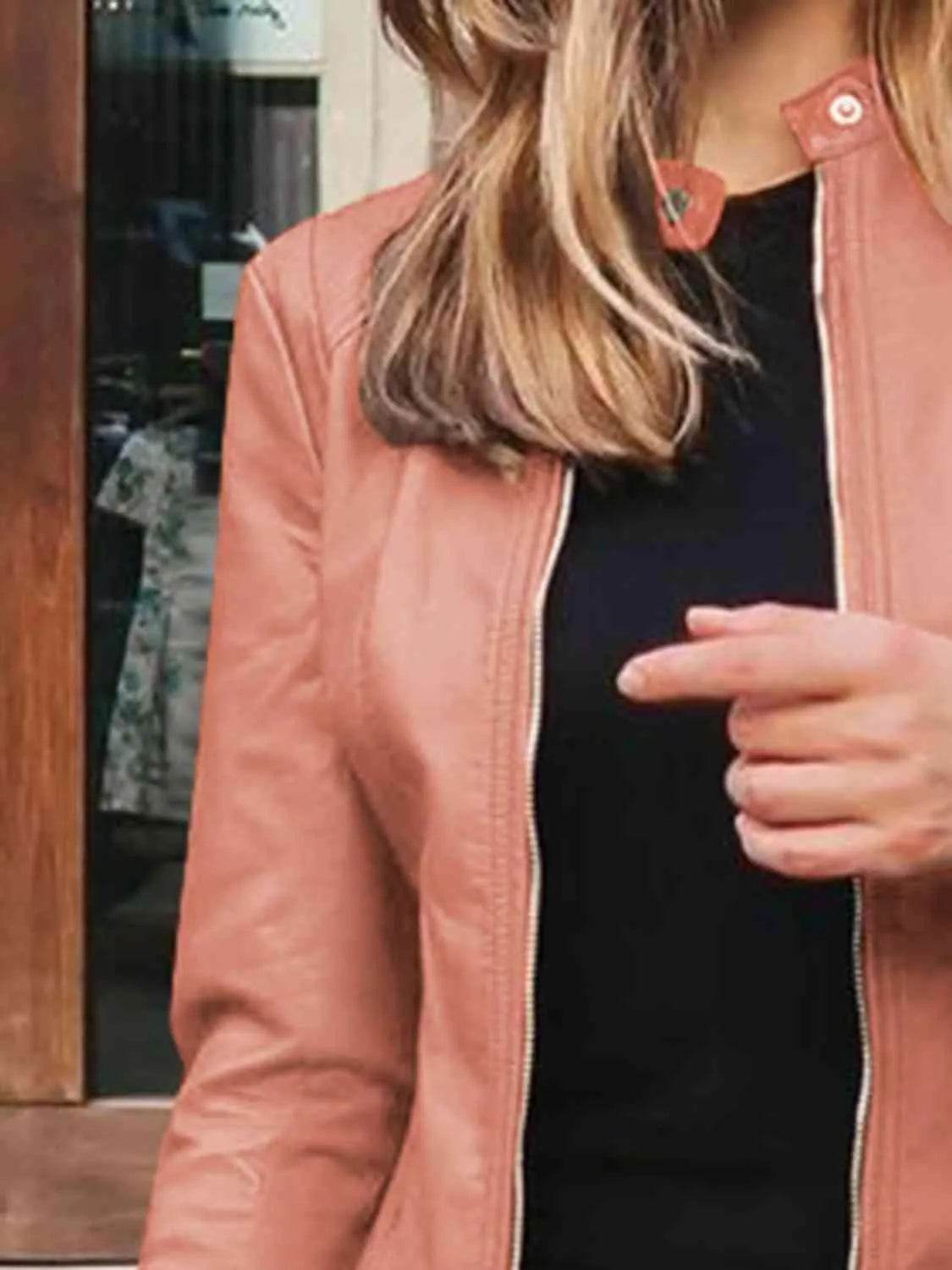 Mock Neck Zip Up Jacket - Bona Fide Fashion