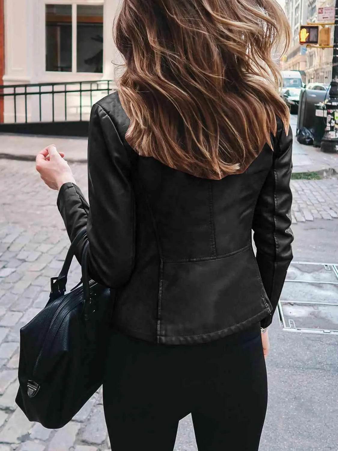 Mock Neck Zip Up Jacket - Bona Fide Fashion