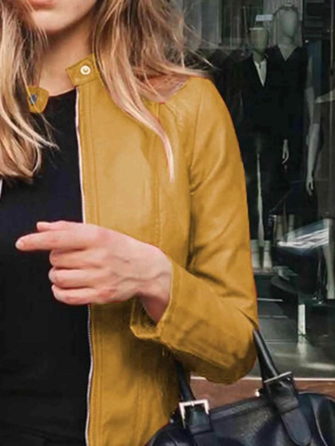 Mock Neck Zip Up Jacket - Bona Fide Fashion