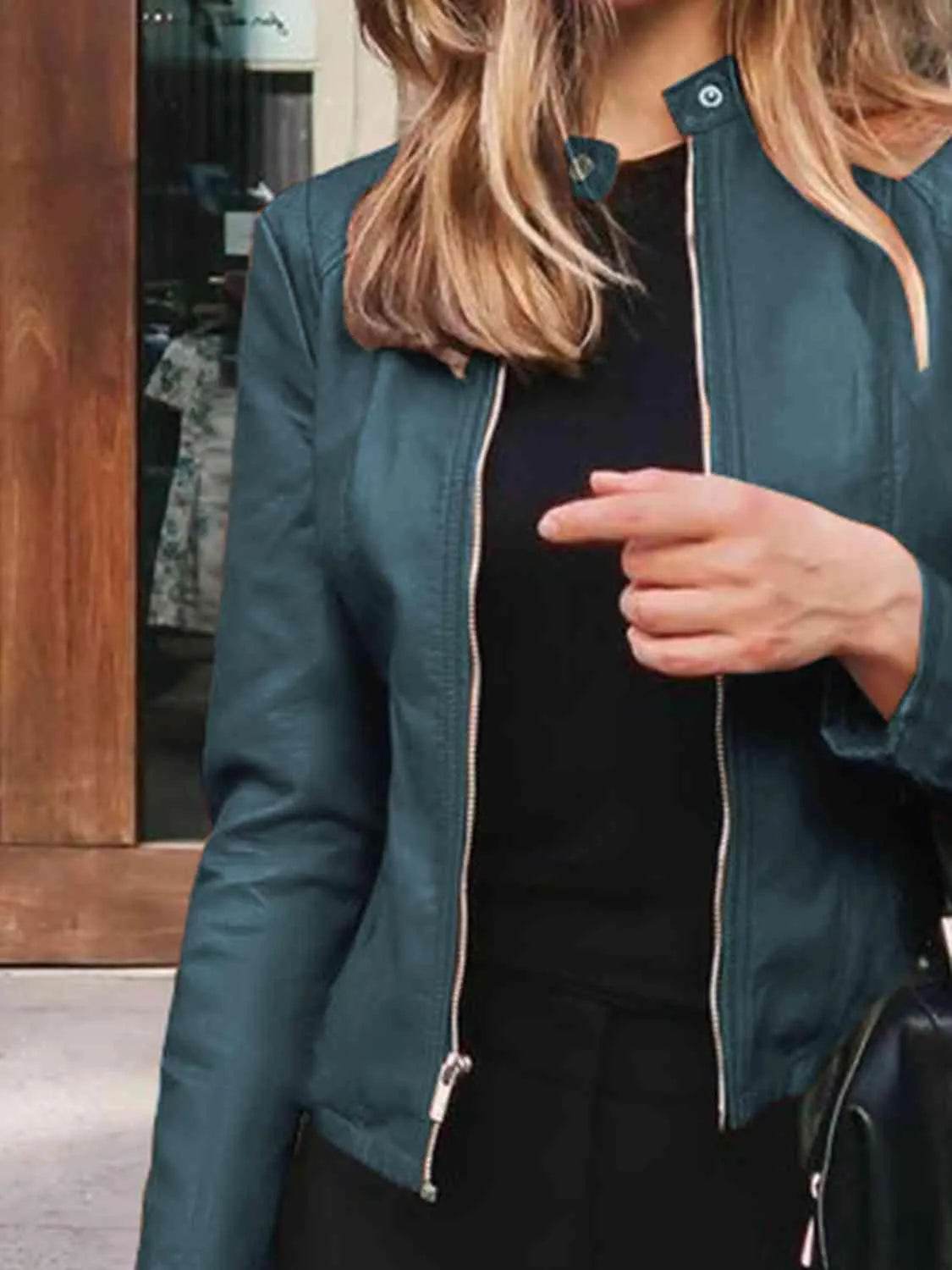 Mock Neck Zip Up Jacket - Bona Fide Fashion