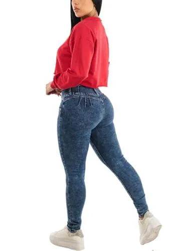 Moda Xpress Womens Juniors Ripped Levantacola Acid Wash High Rise Skinny Jeans 12001X - Bona Fide Fashion