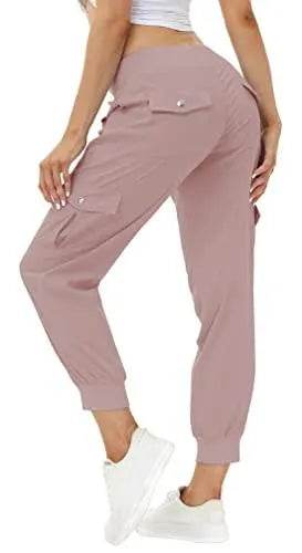 MoFiz Hiking Cargo Pants for Women with Pockets Lightweight Quick Dry Athletic Outdoor Summer Travel Casual Joggers Sweatpants Dusty Pink XL - Bona Fide Fashion