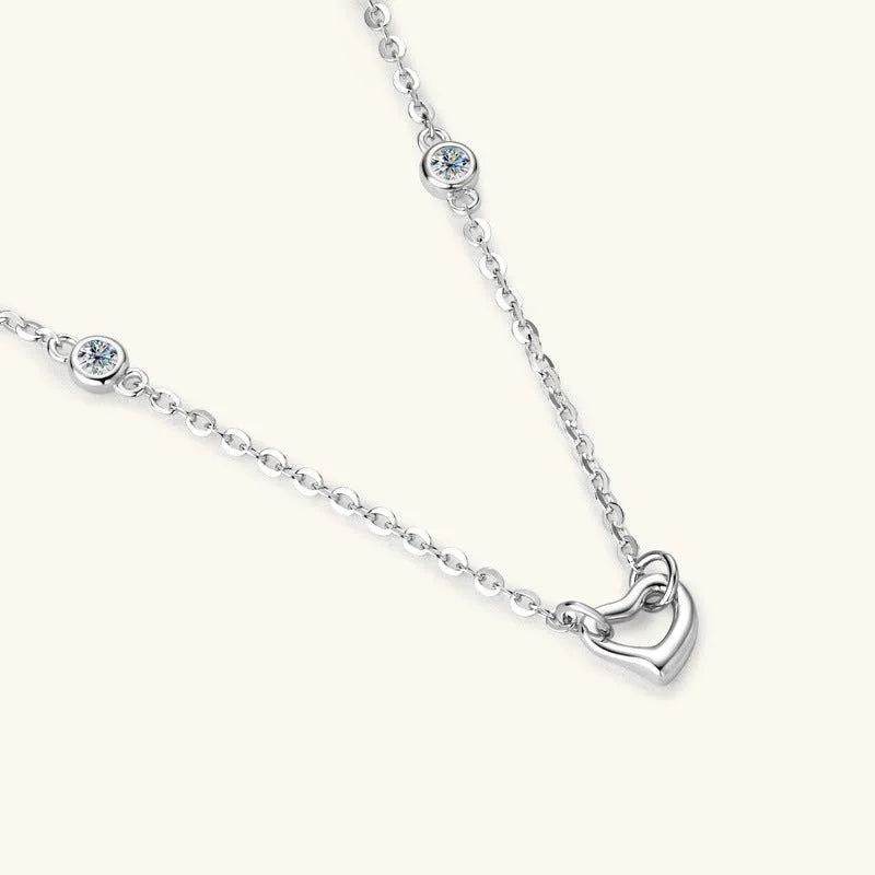 Moissanite 925 Sterling Silver Heart Necklace - Bona Fide Fashion