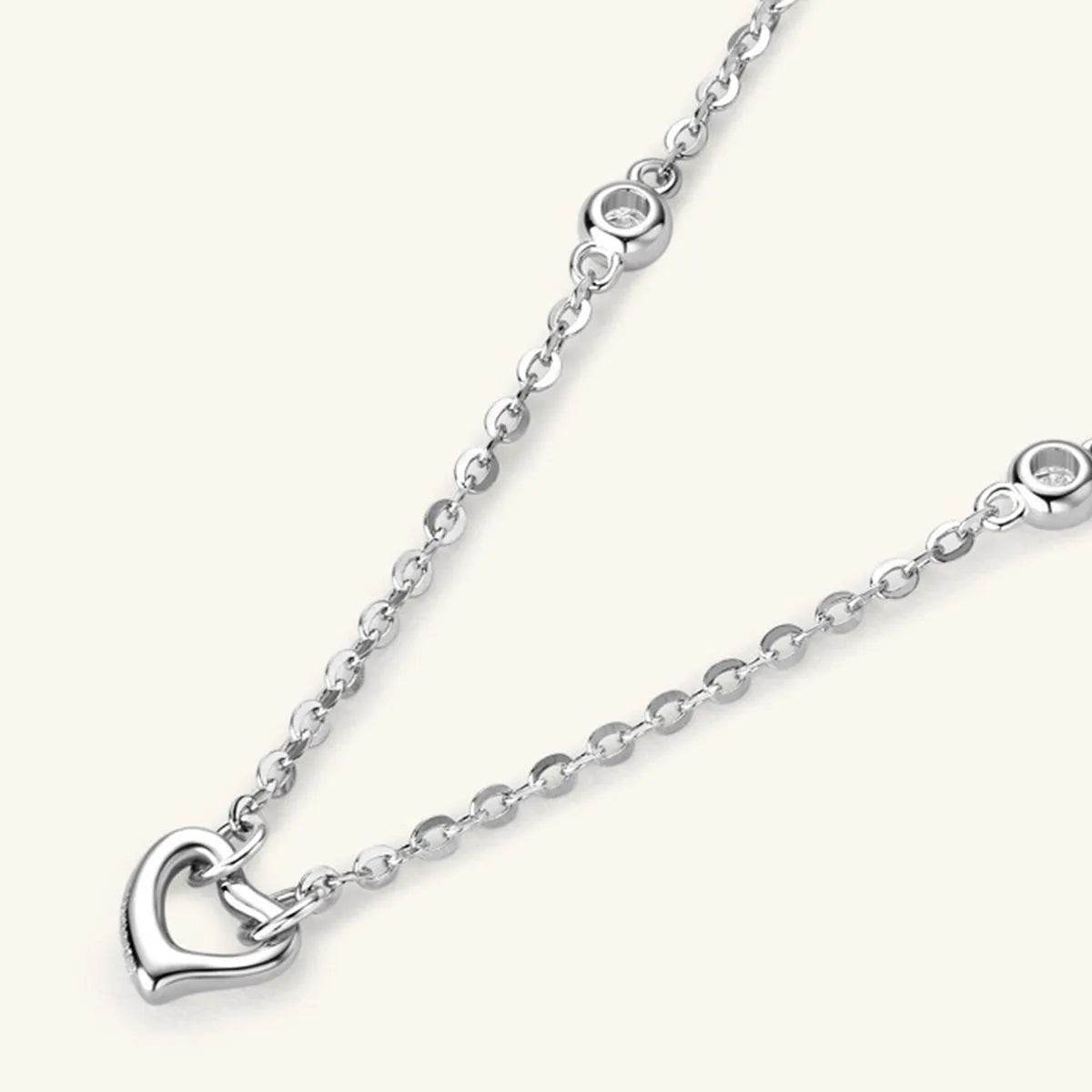 Moissanite 925 Sterling Silver Heart Necklace - Bona Fide Fashion