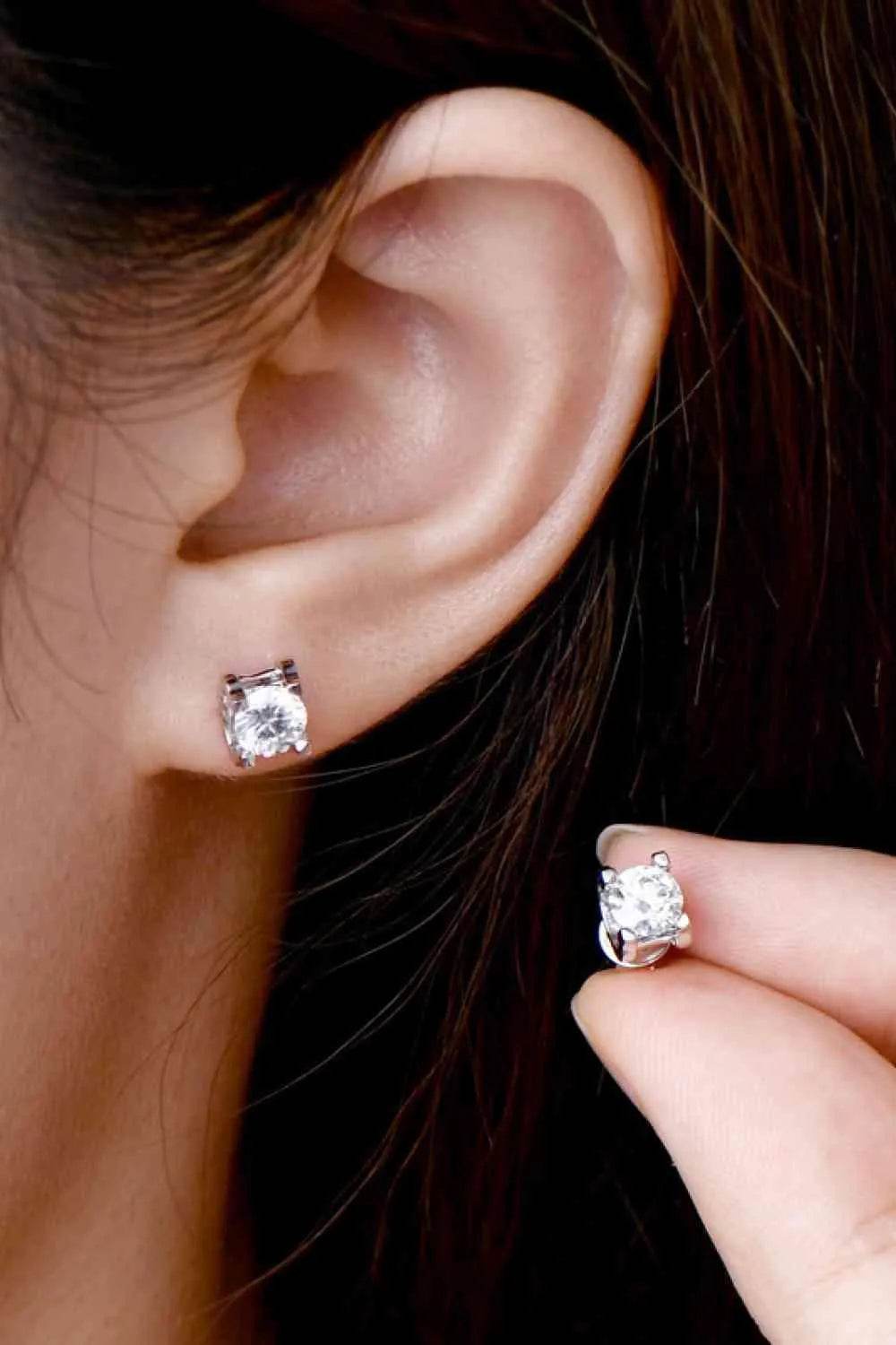 Moissanite 925 Sterling Silver Stud Earrings - Bona Fide Fashion