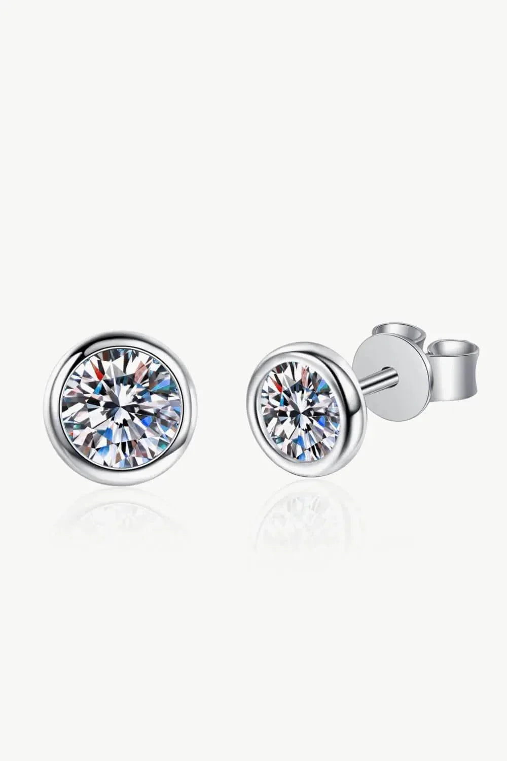 Moissanite Round-Shaped Stud Earrings - Bona Fide Fashion
