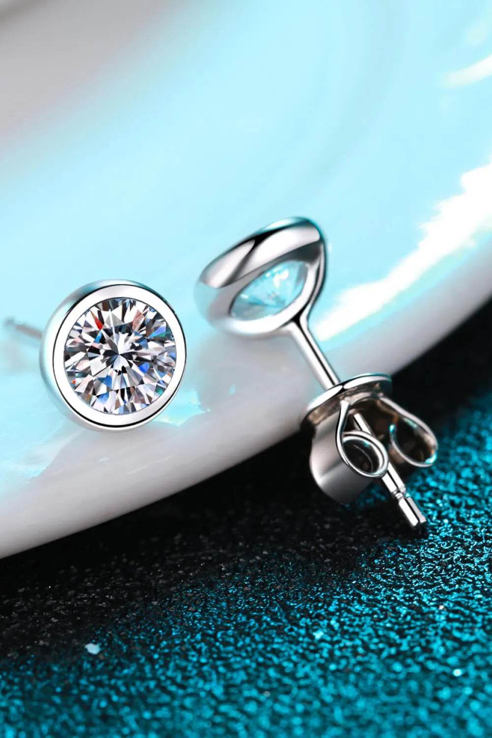 Moissanite Round-Shaped Stud Earrings - Bona Fide Fashion