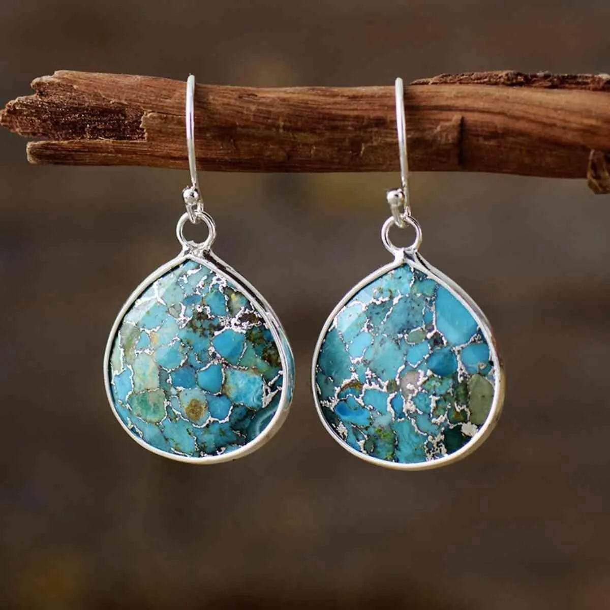 Natural Stone Teardrop Earrings - Bona Fide Fashion