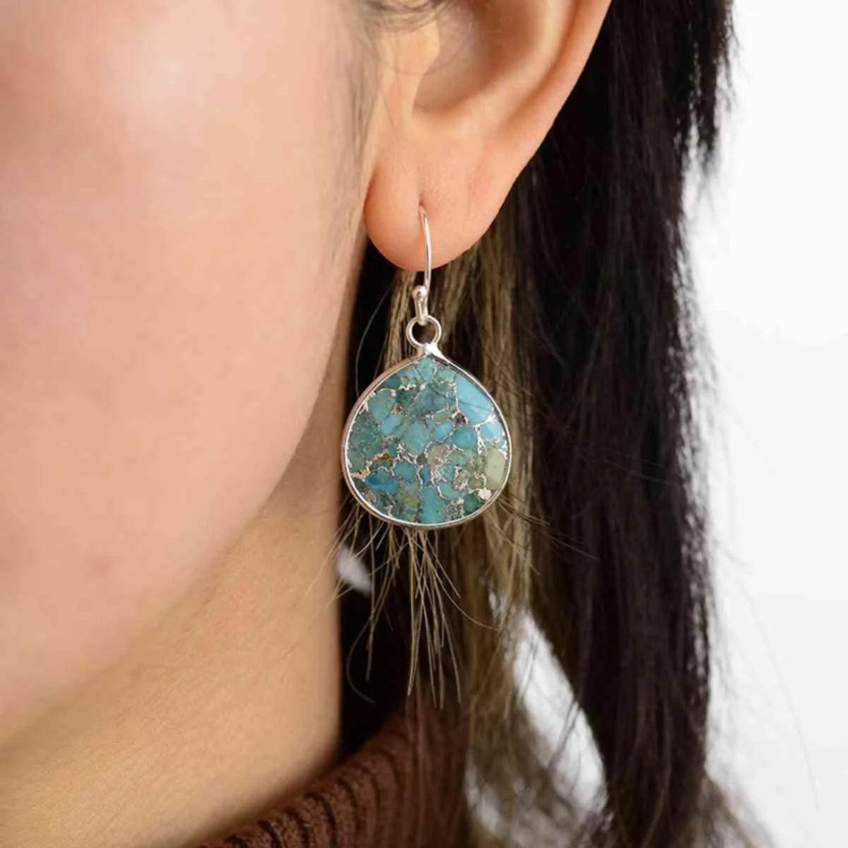 Natural Stone Teardrop Earrings - Bona Fide Fashion