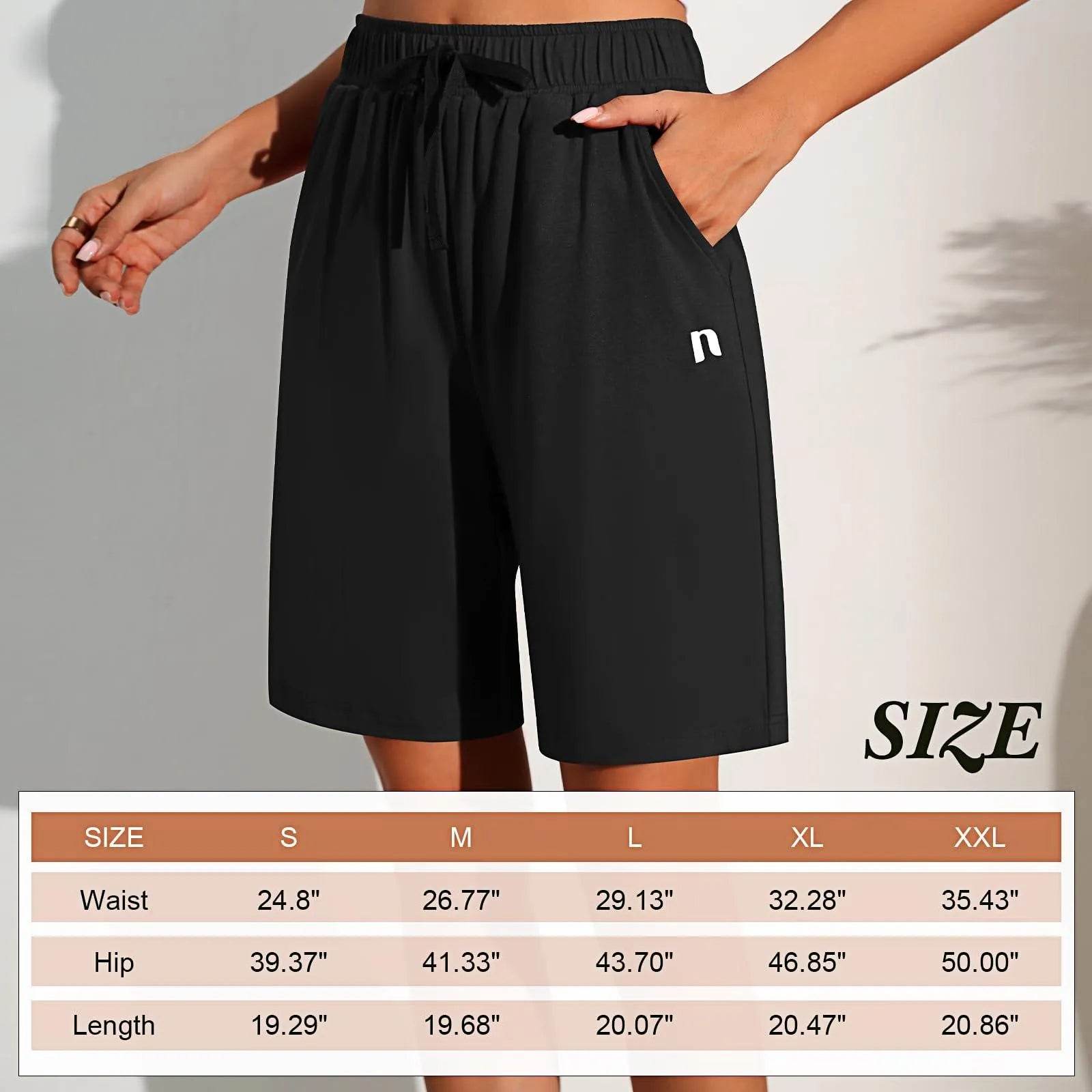 Neer 3 Pack Women's Shorts Quick Dry Shorts Women Drawstring High Waisted Shorts Womens Bermuda Athletic Shorts with Pockets (Black,White,Dark Grey,Large) - Bona Fide Fashion