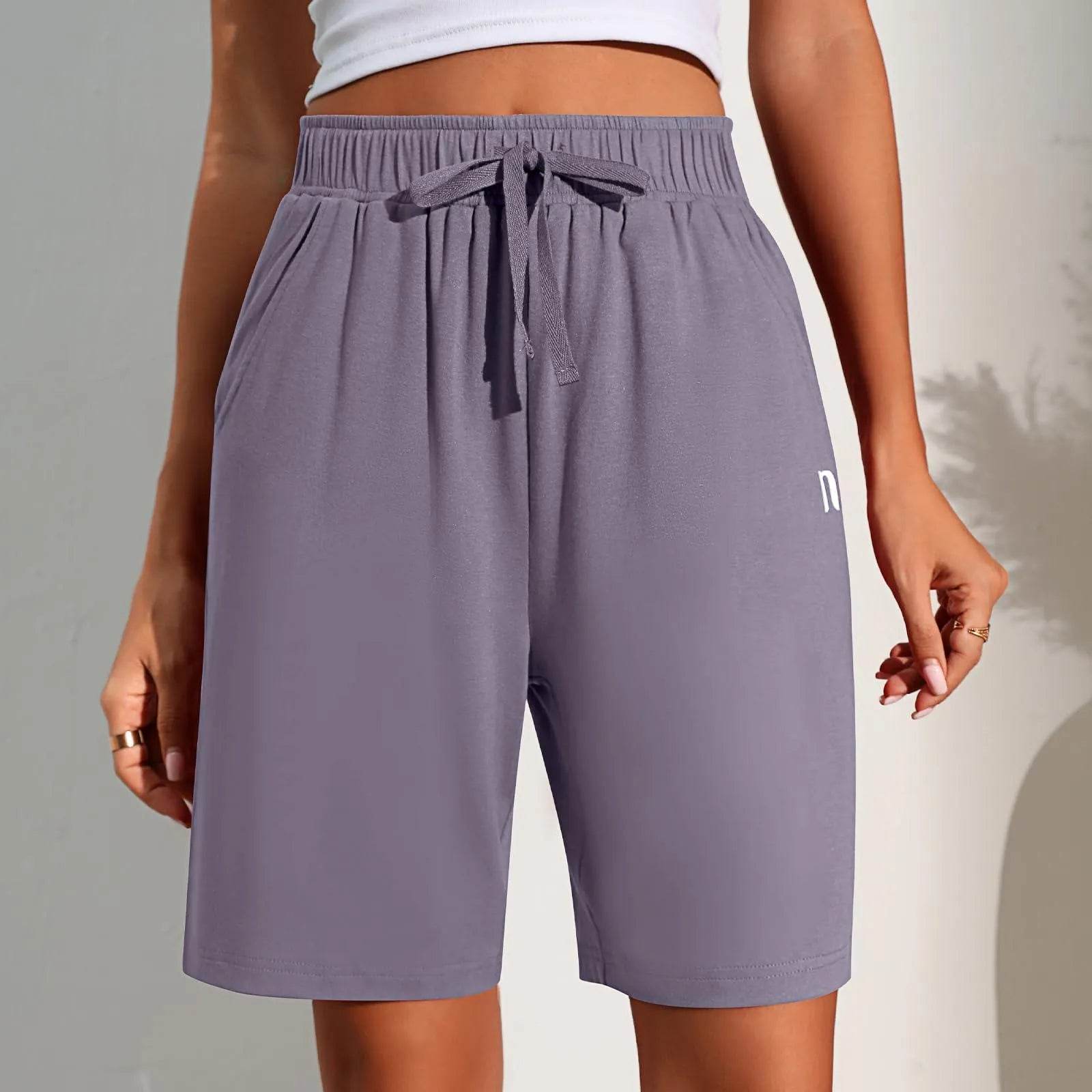 Neer 3 Pack Women's Shorts Quick Dry Shorts Women Drawstring High Waisted Shorts Womens Bermuda Athletic Shorts with Pockets (Black,White,Dark Grey,Large) - Bona Fide Fashion