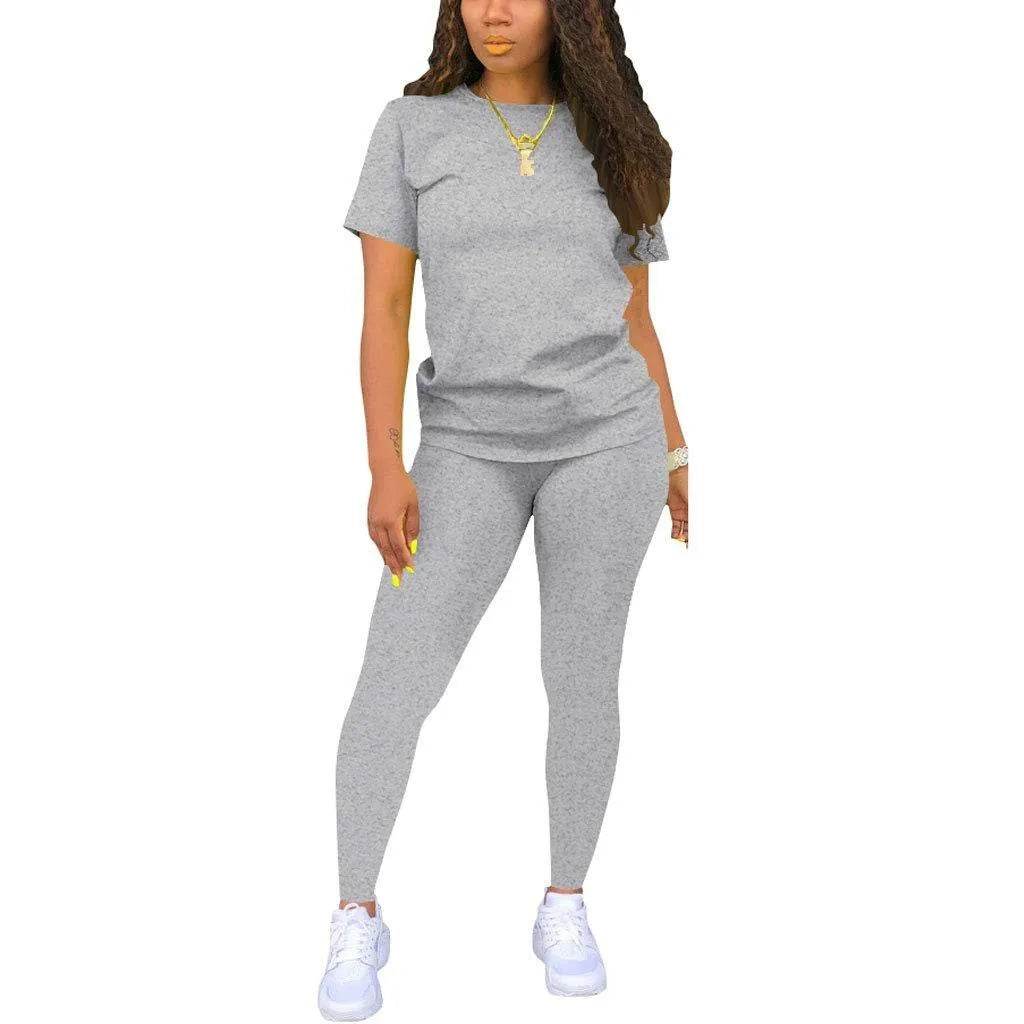 Nimsruc Two Piece Outfits For Women Sexy Sweatsuits Sets Summer Jogging Suit Matching Athletic Clothing Fashion Tracksuit Gray L - Bona Fide Fashion