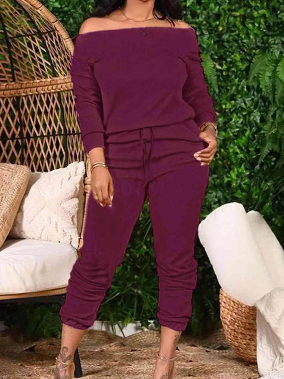 Off-Shoulder Top and Pants Set - Bona Fide Fashion