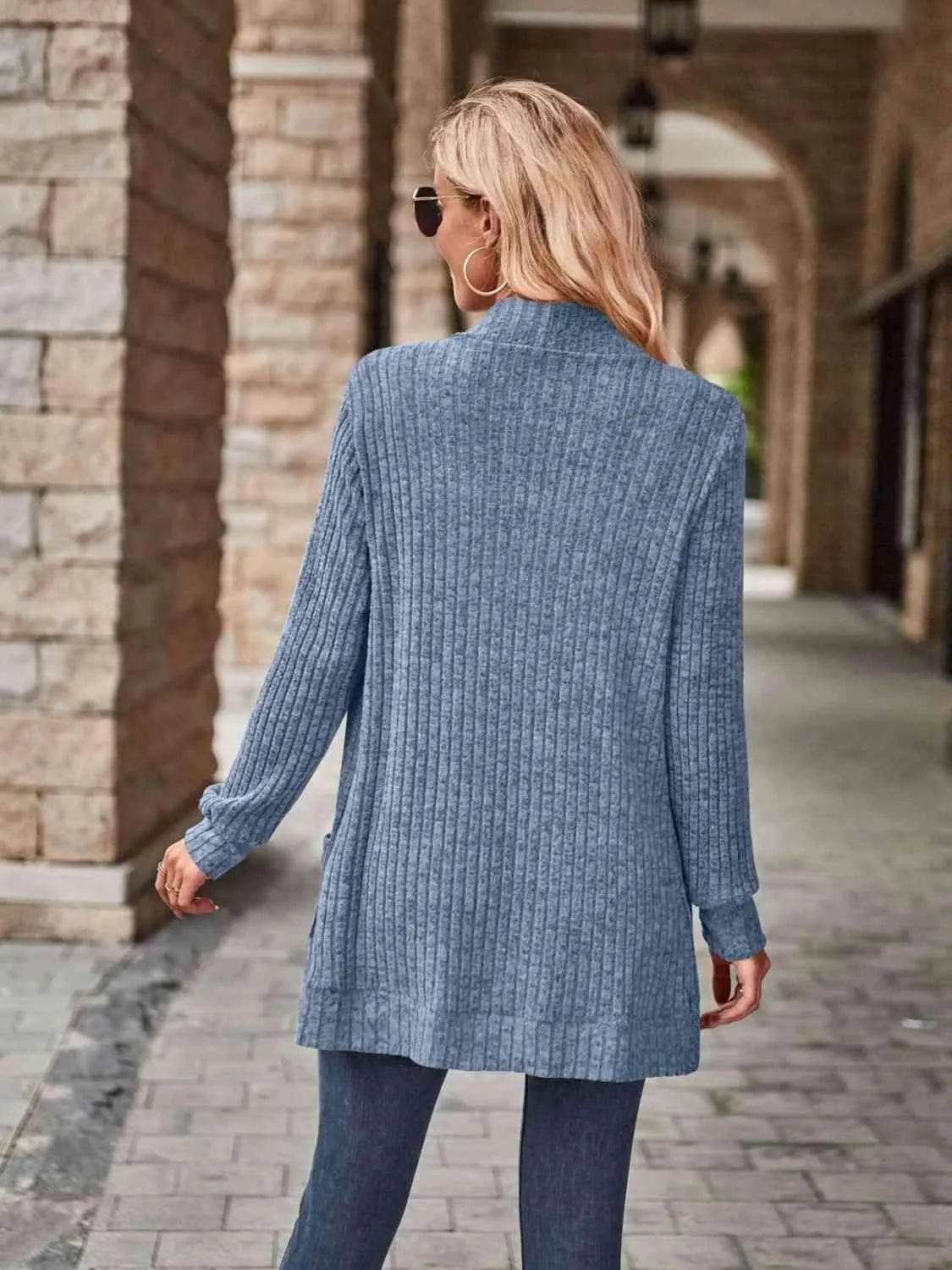 Open Front Cardigan with Pockets - Bona Fide Fashion