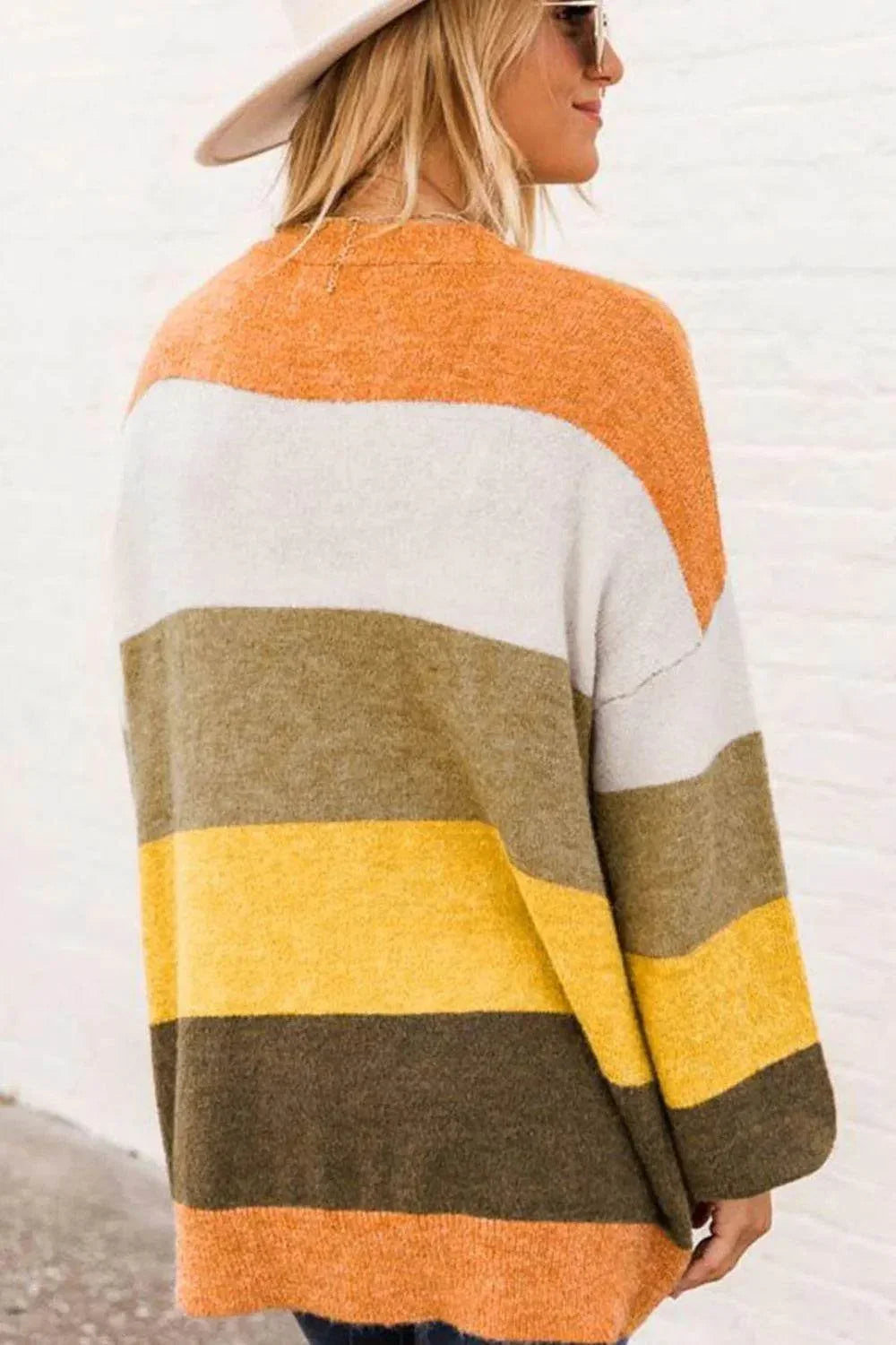 Open Front Color Block Cardigan - Bona Fide Fashion