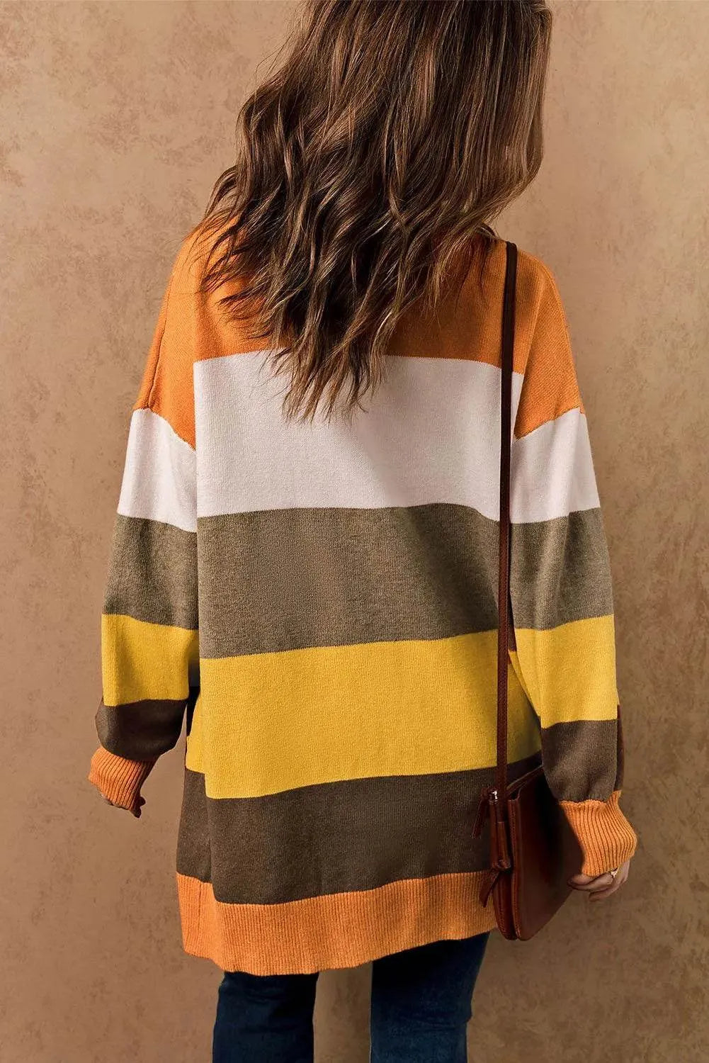 Open Front Color Block Cardigan - Bona Fide Fashion