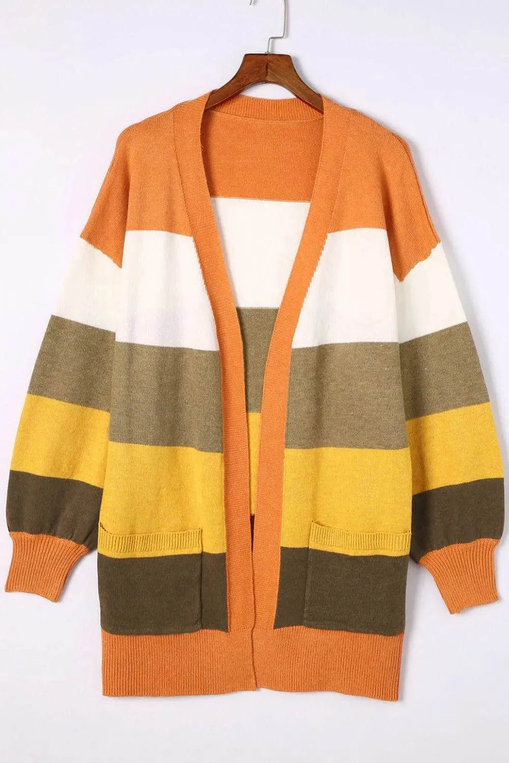 Open Front Color Block Cardigan - Bona Fide Fashion