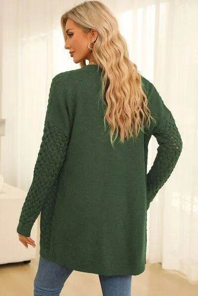Open Front Dropped Shoulder Cardigan with Pockets - Bona Fide Fashion