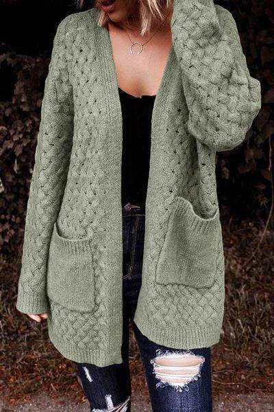 Open Front Dropped Shoulder Cardigan with Pockets - Bona Fide Fashion