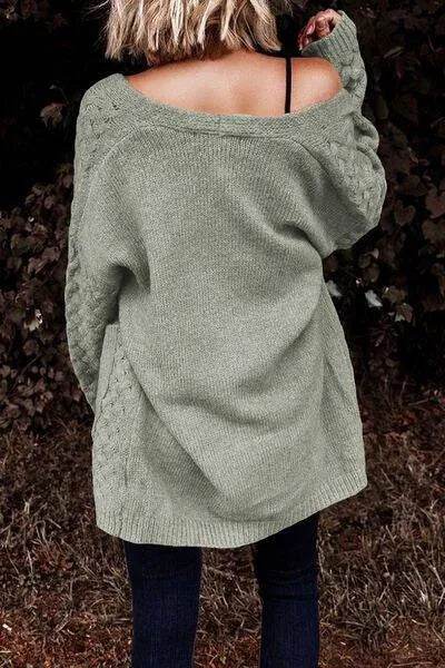 Open Front Dropped Shoulder Cardigan with Pockets - Bona Fide Fashion